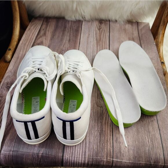 Rothy's The Lace-up Bright white knit sneakers sz 7 - Picture 12 of 14